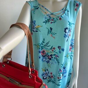 Floral Blue Sleeveless Top 3xl
